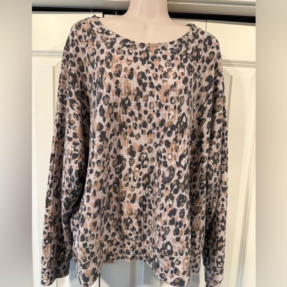 Lola & Grace animal print cheetah sweater 3X